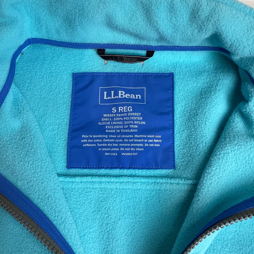 LL Bean Womens Turquoise Blue Full Zip Fleece Jacket 295927 Small Regular - Picture 3 of 13